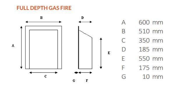 The Aviva Full depth Gas Fire with Black Trim and Black Fret - Siroccofires.com