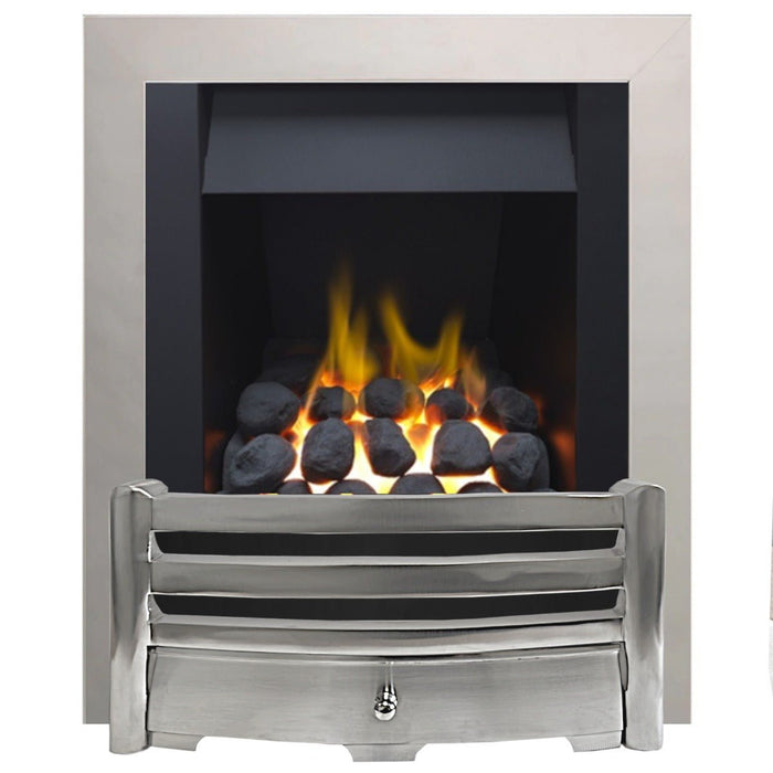 The Aviva Full depth Gas Fire with Brushed Steel Trim and Brushed Steel Fret - Siroccofires.com