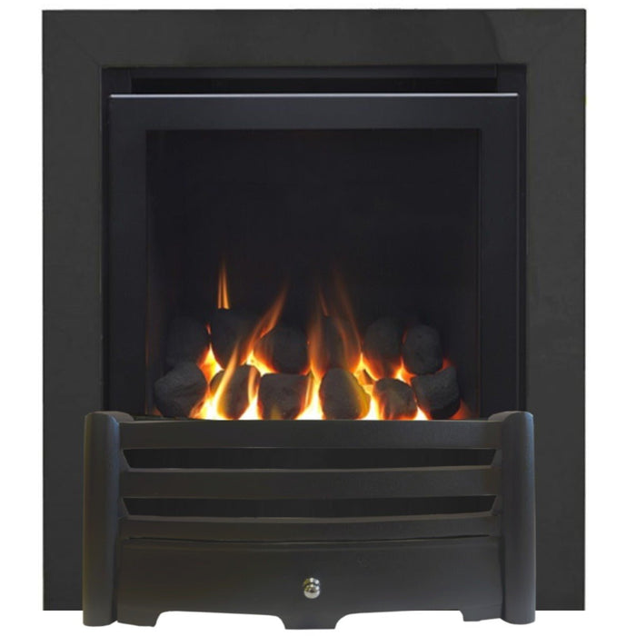 The Aviva Full depth HE Gas Fire with Black Trim and Black Fret - Siroccofires.com