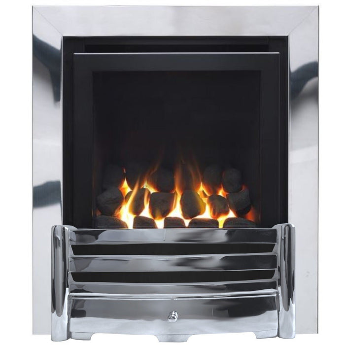 The Aviva Full depth HE Gas Fire with Chrome Trim and Chrome Fret - Siroccofires.com