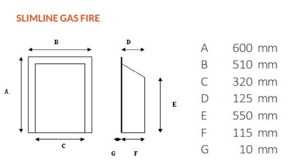 The Aviva Slimline Gas Fire with Black Trim and Black Fret - Siroccofires.com