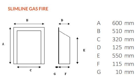 The Aviva Slimline Gas Fire with Brushed Steel Trim and Brushed Steel Fret - Siroccofires.com