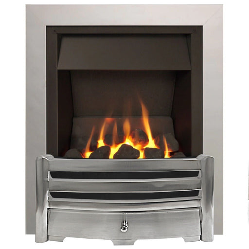 The Aviva Slimline Gas Fire with Brushed Steel Trim and Brushed Steel Fret - Siroccofires.com