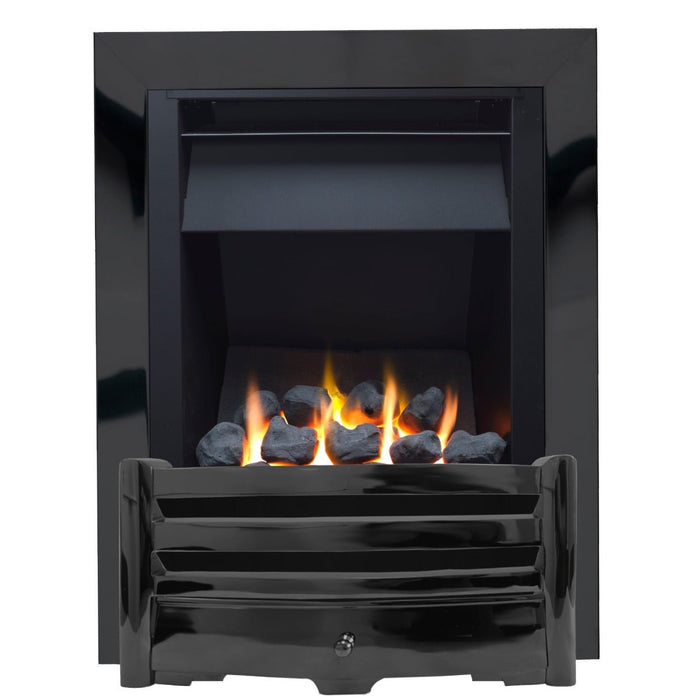 The Aviva Slimline Gas Fire with Nickel Trim and Nickel Fret - Siroccofires.com