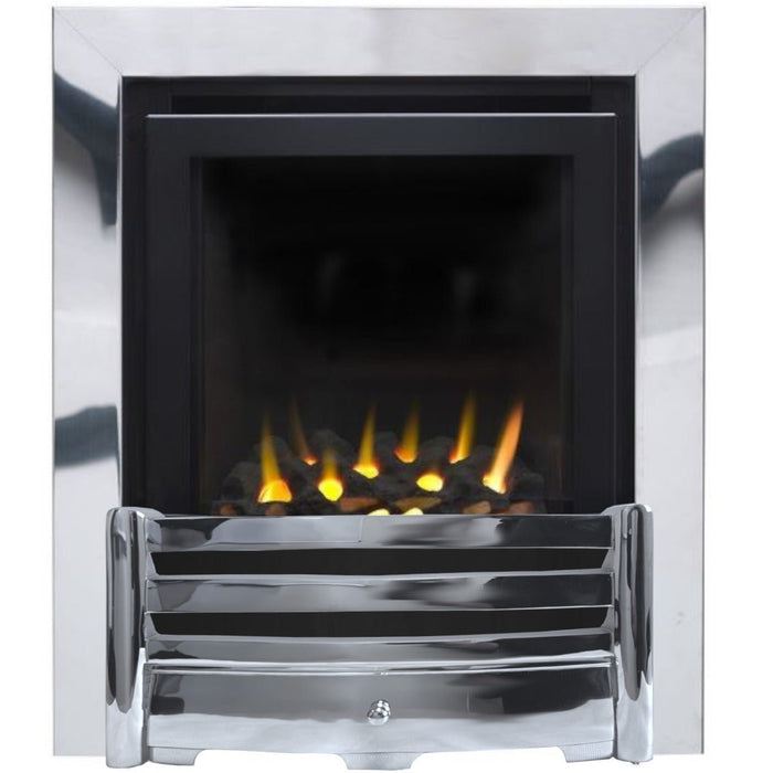 The Aviva Slimline HE Gas Fire with Chrome Trim and Chrome Fret - Siroccofires.com