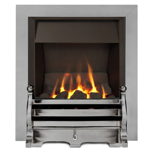 The Daisy Slimline Coal Gas Fire with Brushed Steel Fret and Brushed Steel Trim - Siroccofires.com
