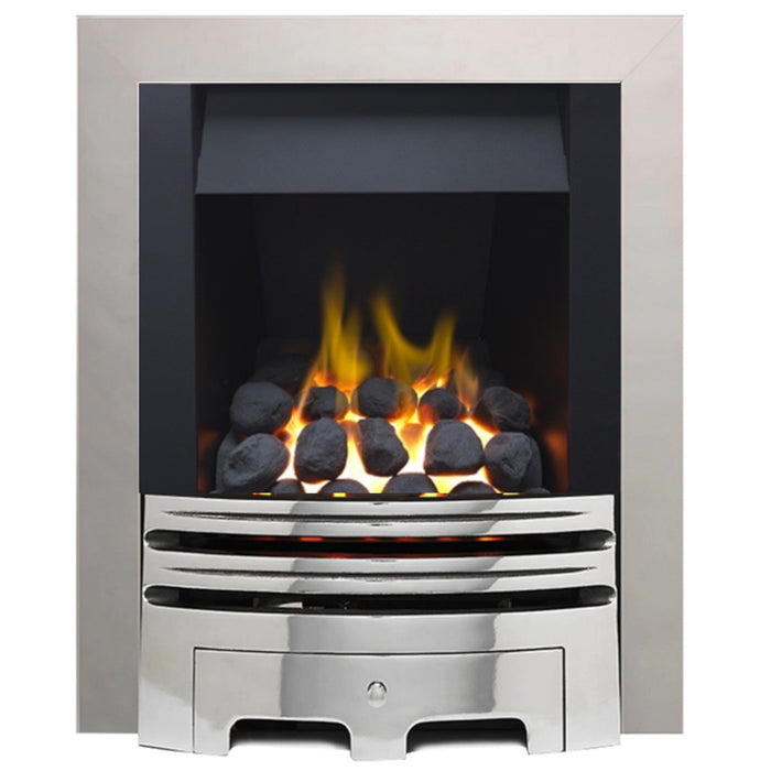 The Grace Full Depth Coal Gas Fire with Brushed Steel Fret and Brushed Steel Trim - Siroccofires.com