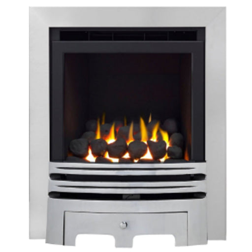 The Grace Full Depth High Efficiency Coal Gas Fire with Brushed Steel Fret and Brushed Steel Trim - Siroccofires.com