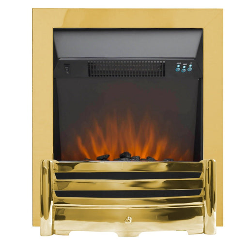 The Aviva Electric Fire with Brass Trim and Fret - Siroccofires.com
