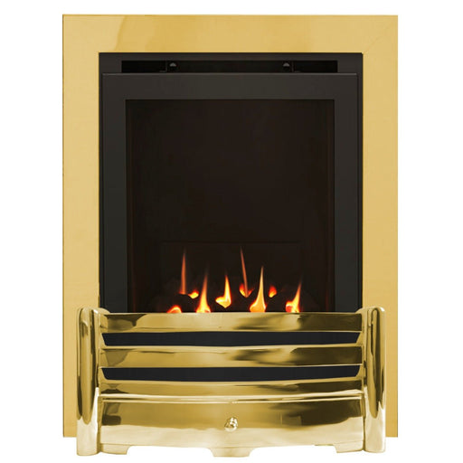 The Aviva Slimline HE Gas Fire with Brass Trim and Brass Fret - Siroccofires.com