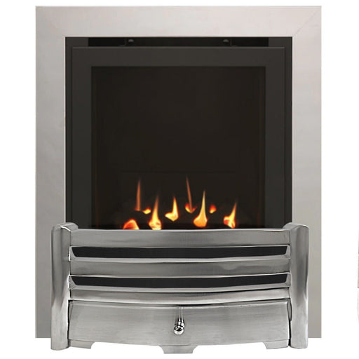 The Aviva Slimline HE Gas Fire with Brushed Steel Trim and Brushed Steel Fret - Siroccofires.com