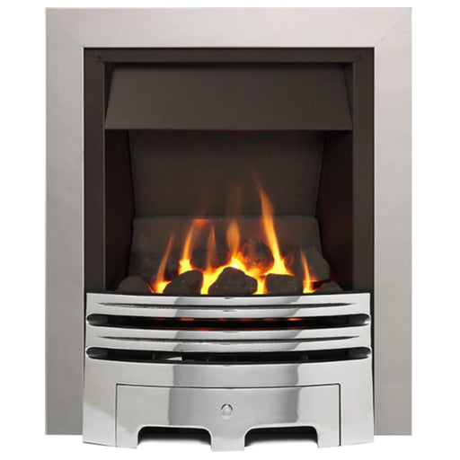 The Grace Slimline Coal Gas Fire with Brushed Steel Fret and Brushed Steel Trim - Siroccofires.com