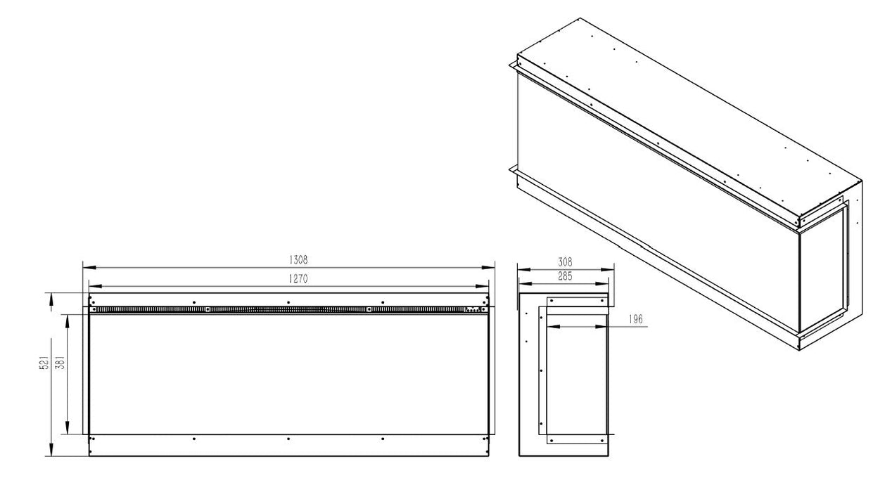 The Series 1300e 50" Panoramic Luminance Electric Fire - Siroccofires.com